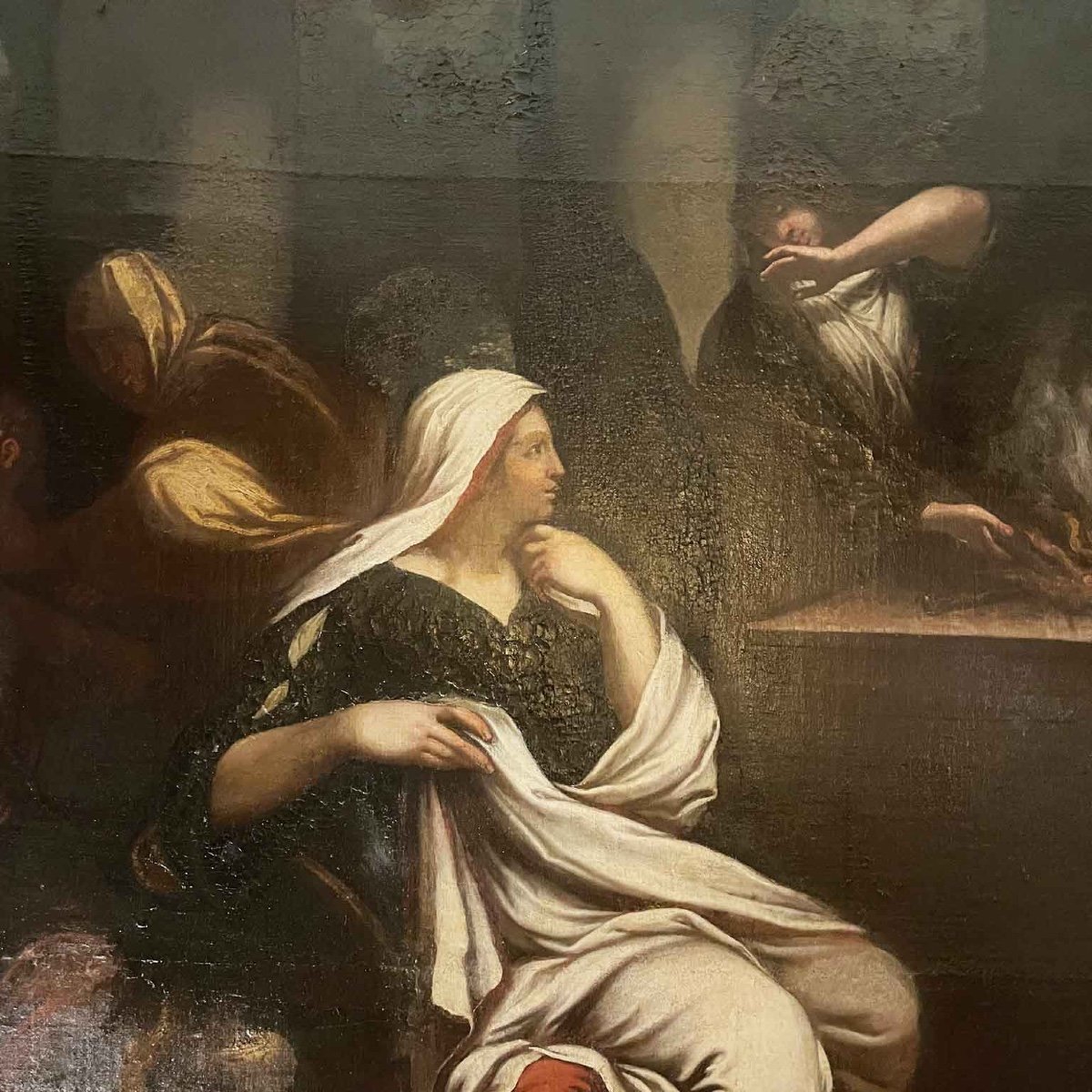 Sacrificio a Minerva Grande Dipinto con Scena Mitologica del 1600 Scuola Lombarda-photo-2