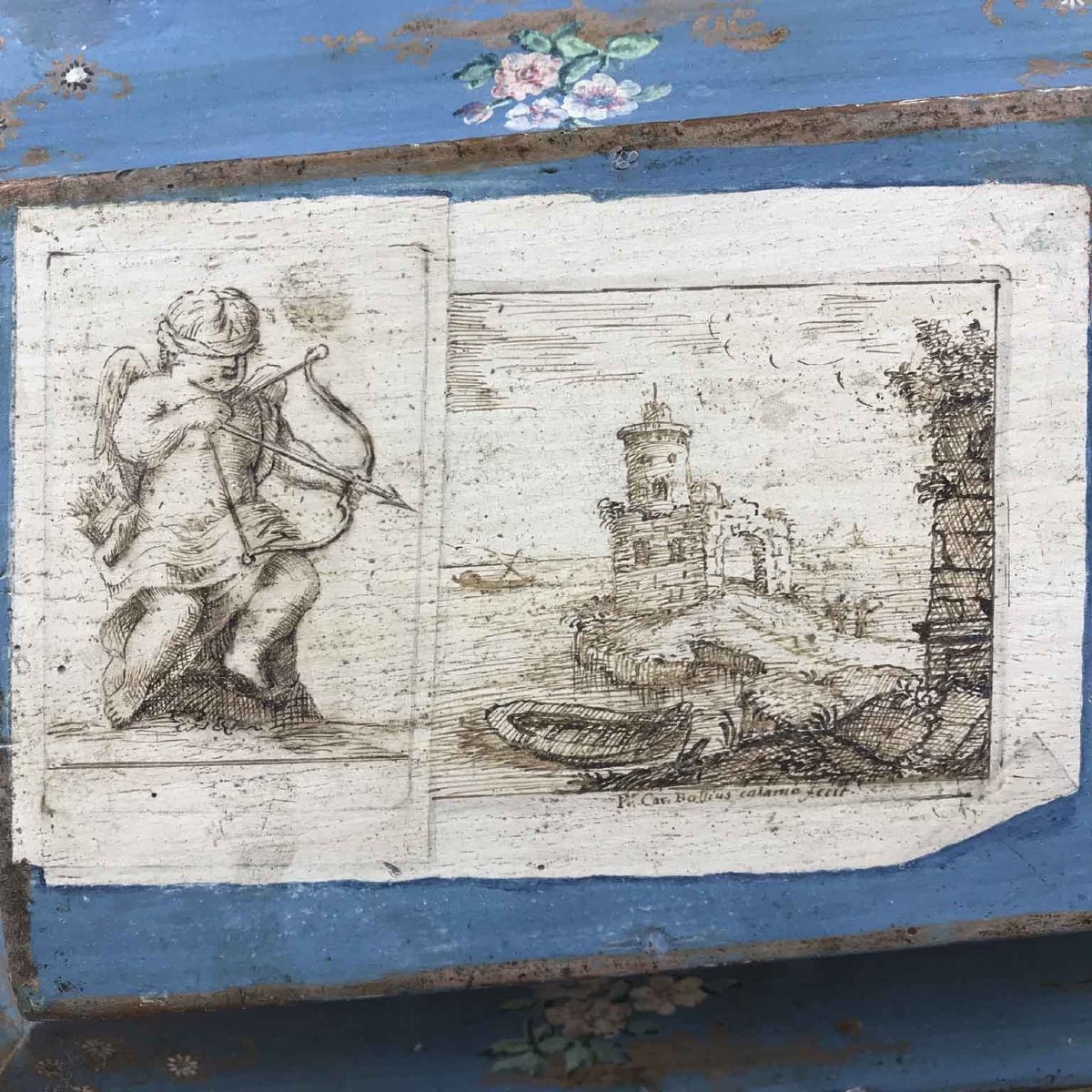 Scatola Laccata con Finta Carta e Fiorellini fine 1700-photo-2