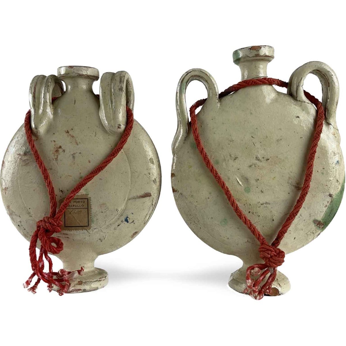 Coppia di Borracce di Viandante in Ceramica fine 1800-photo-2