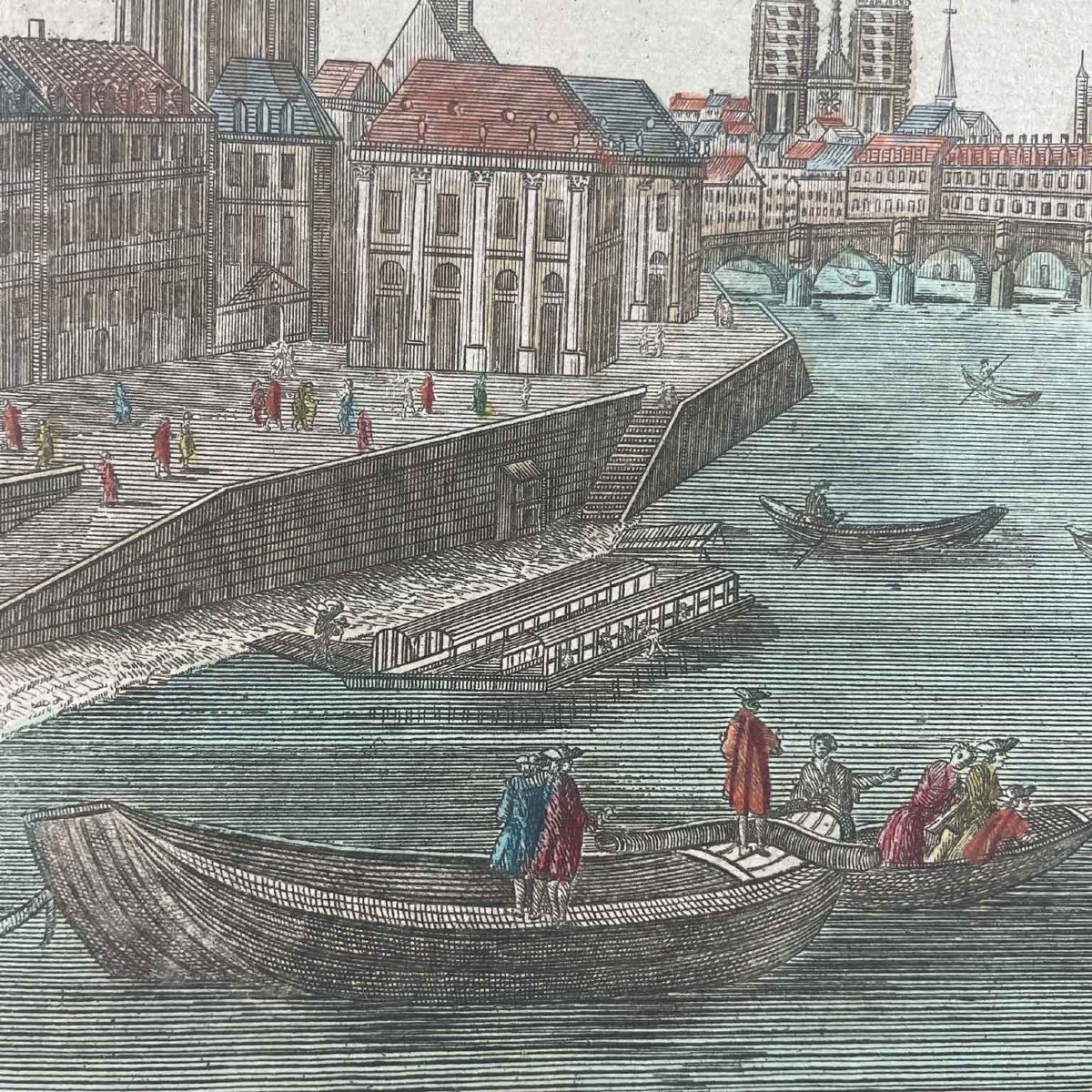 Veduta della Senna di Parigi tra Pont Neuf e Pont Royal fine 1700-photo-2