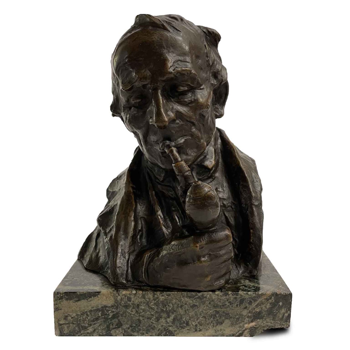Hans Muller Busto d’Uomo con Pipa fine 1800-photo-3