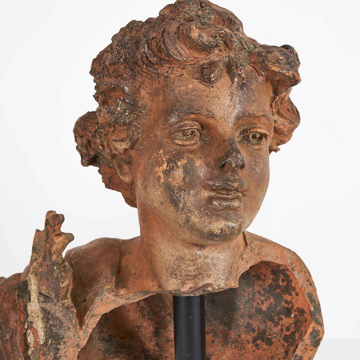 Coppia di Bimbi in Terracotta Sculture Italiane fine 1800-photo-2