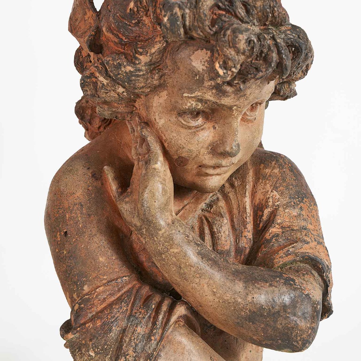 Coppia di Bimbi in Terracotta Sculture Italiane fine 1800-photo-3