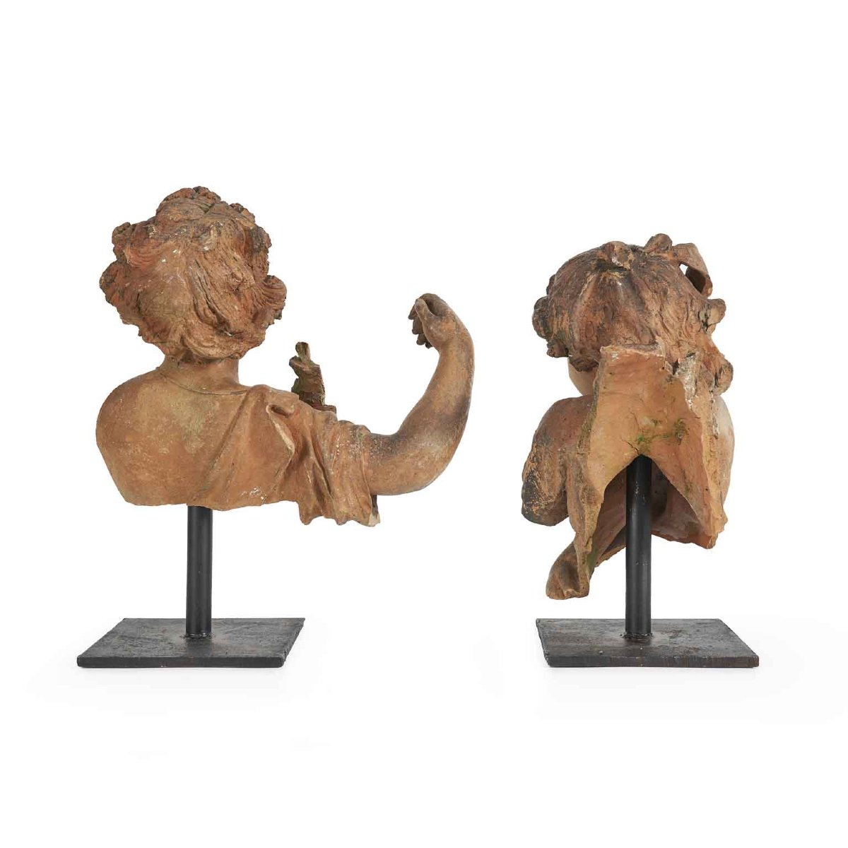Coppia di Bimbi in Terracotta Sculture Italiane fine 1800-photo-2