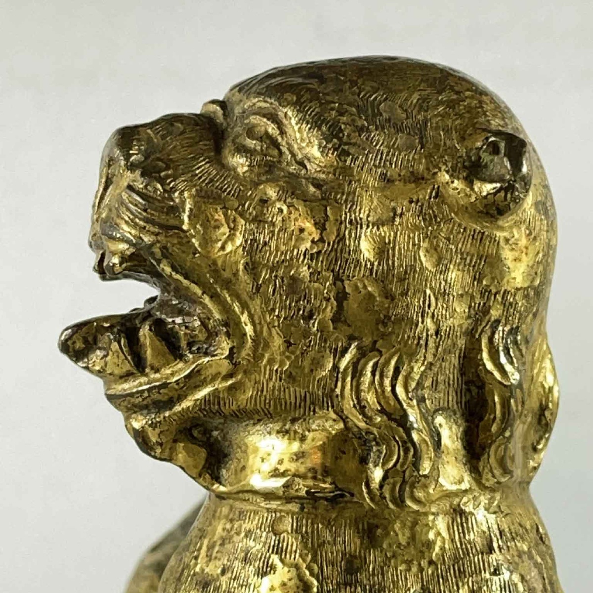Coppia di Leoni Stilofori in Bronzo Dorato Norimberga 1500-photo-8