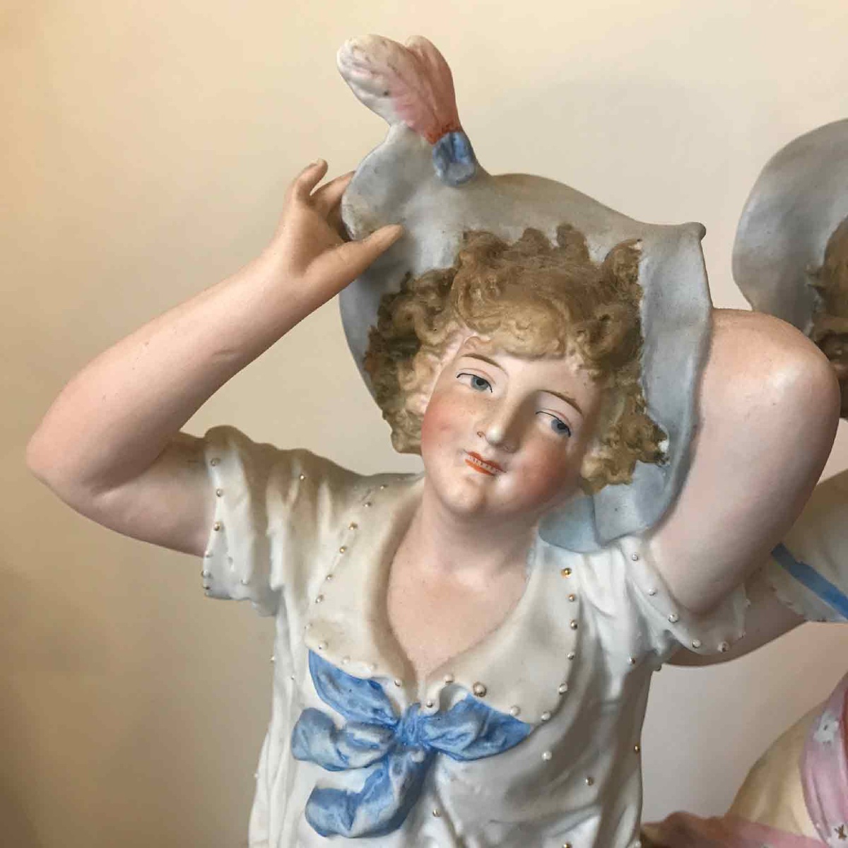 Coppia Sculture Antiche Porcellana Biscuit-photo-4