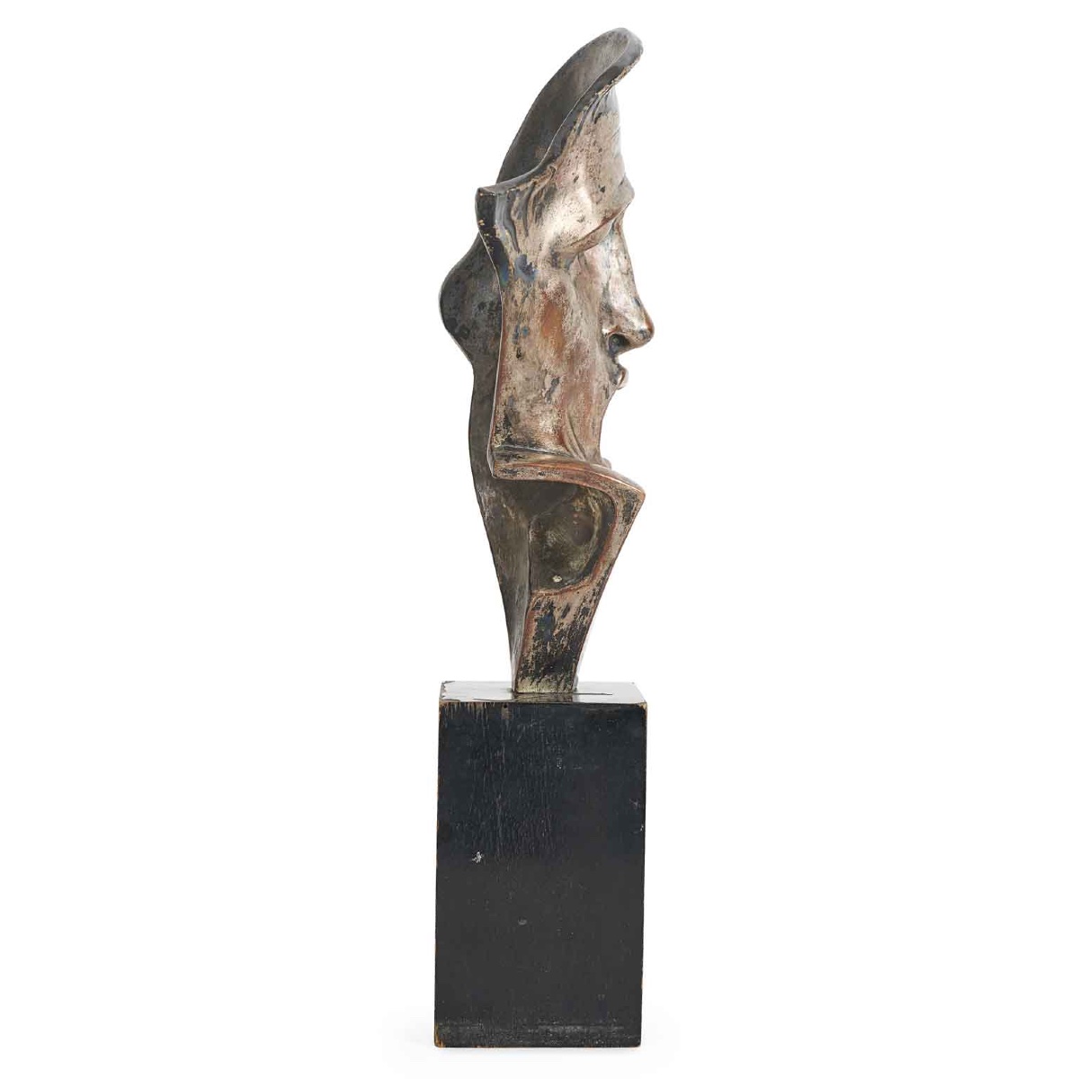 Maschera Tragica Art Deco In Ceramica Argentata del Napoletano Cacciapuoti 1930s-photo-5