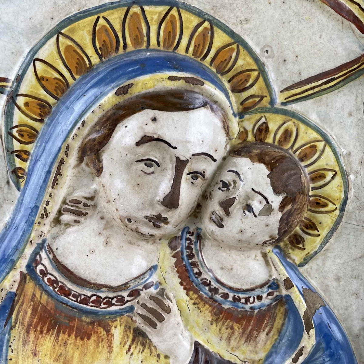 Madonna con Bambino in Terracotta Smaltata 1600-photo-2