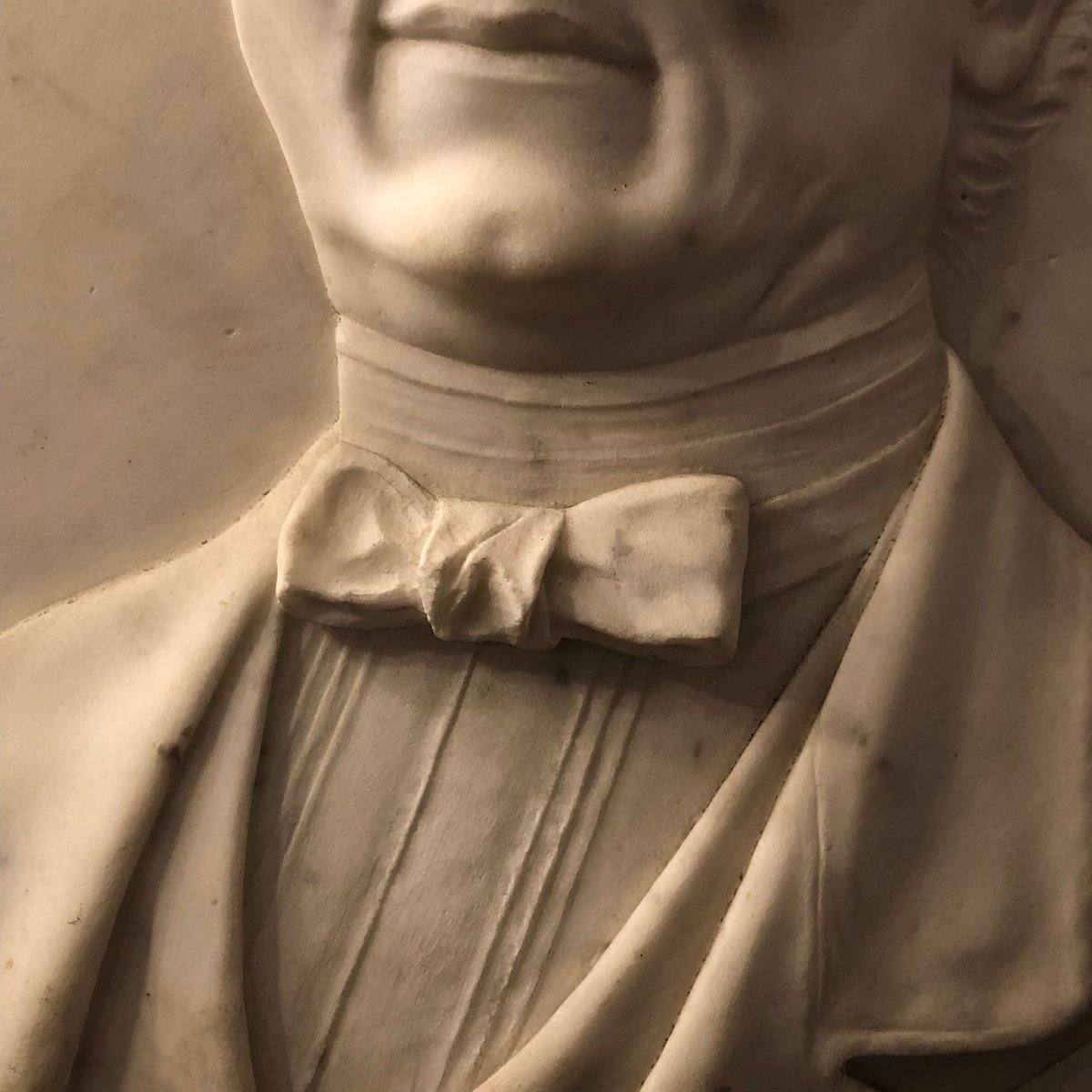 Bassorilievo Ovale in Marmo Bianco con Ritratto Virile-photo-6