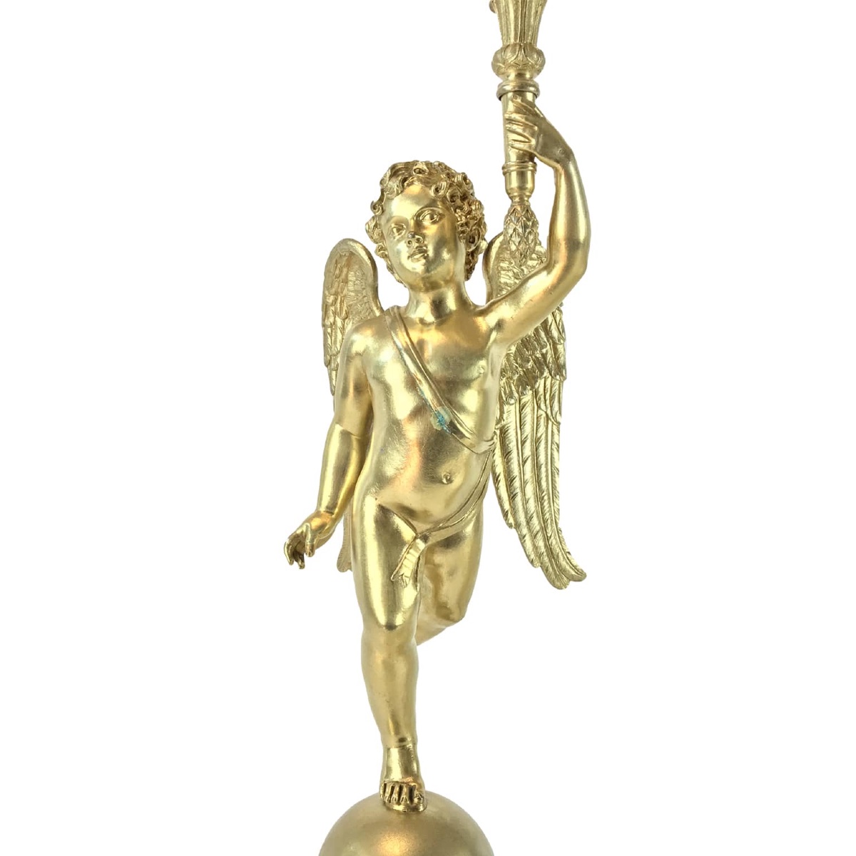 Coppia di Candelabri Impero in Bronzo Dorato-photo-3