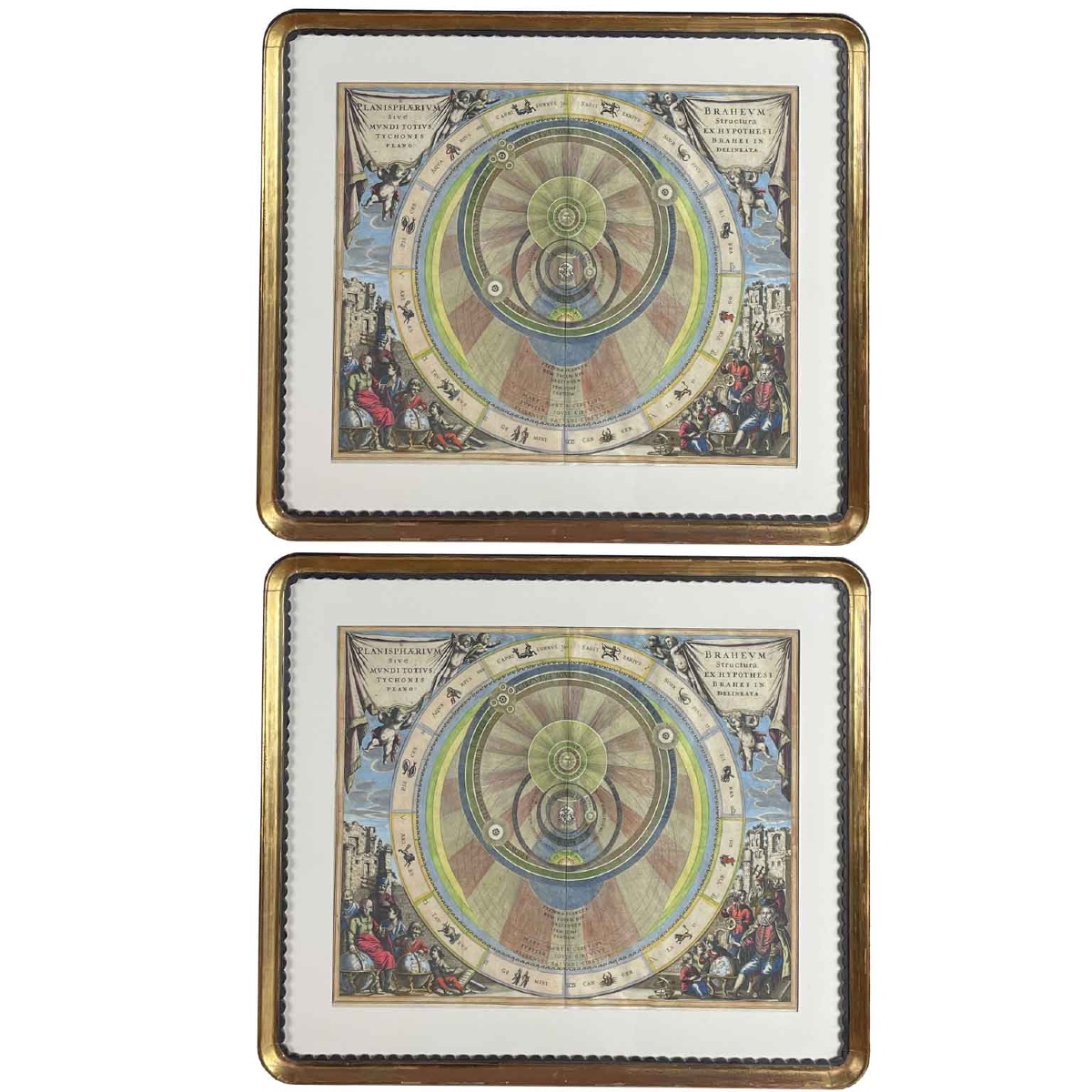 Cellarius Andreas Coppia di Mappe Celesti Acquarellate XVIII Secolo-photo-2