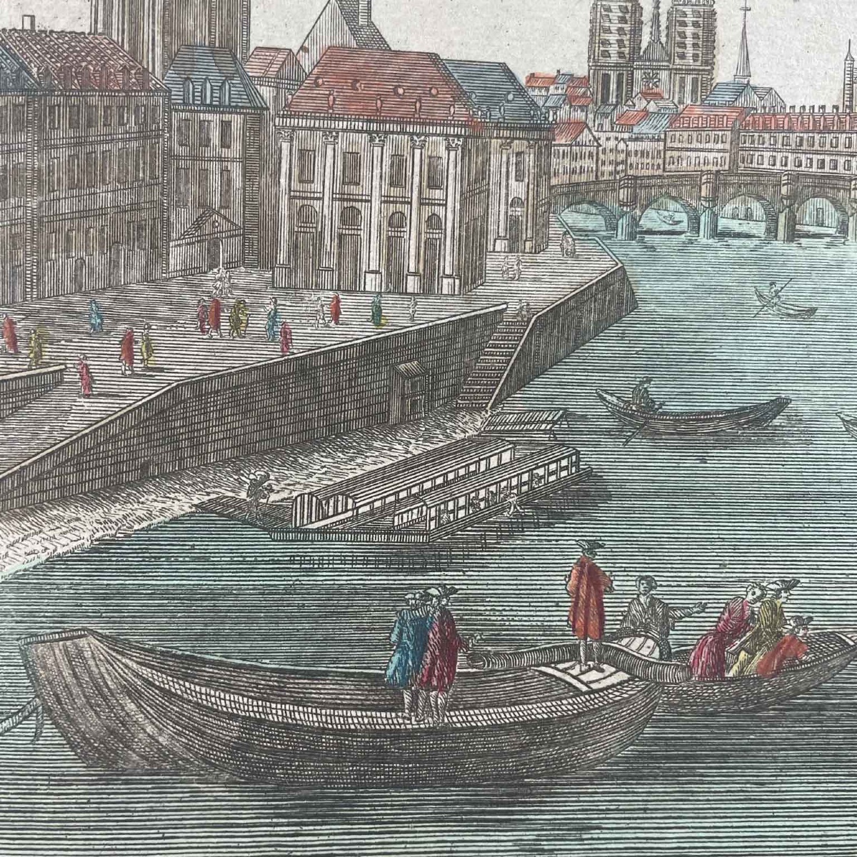 Veduta della Senna di Parigi tra Pont Neuf e Pont Royal fine 1700-photo-2