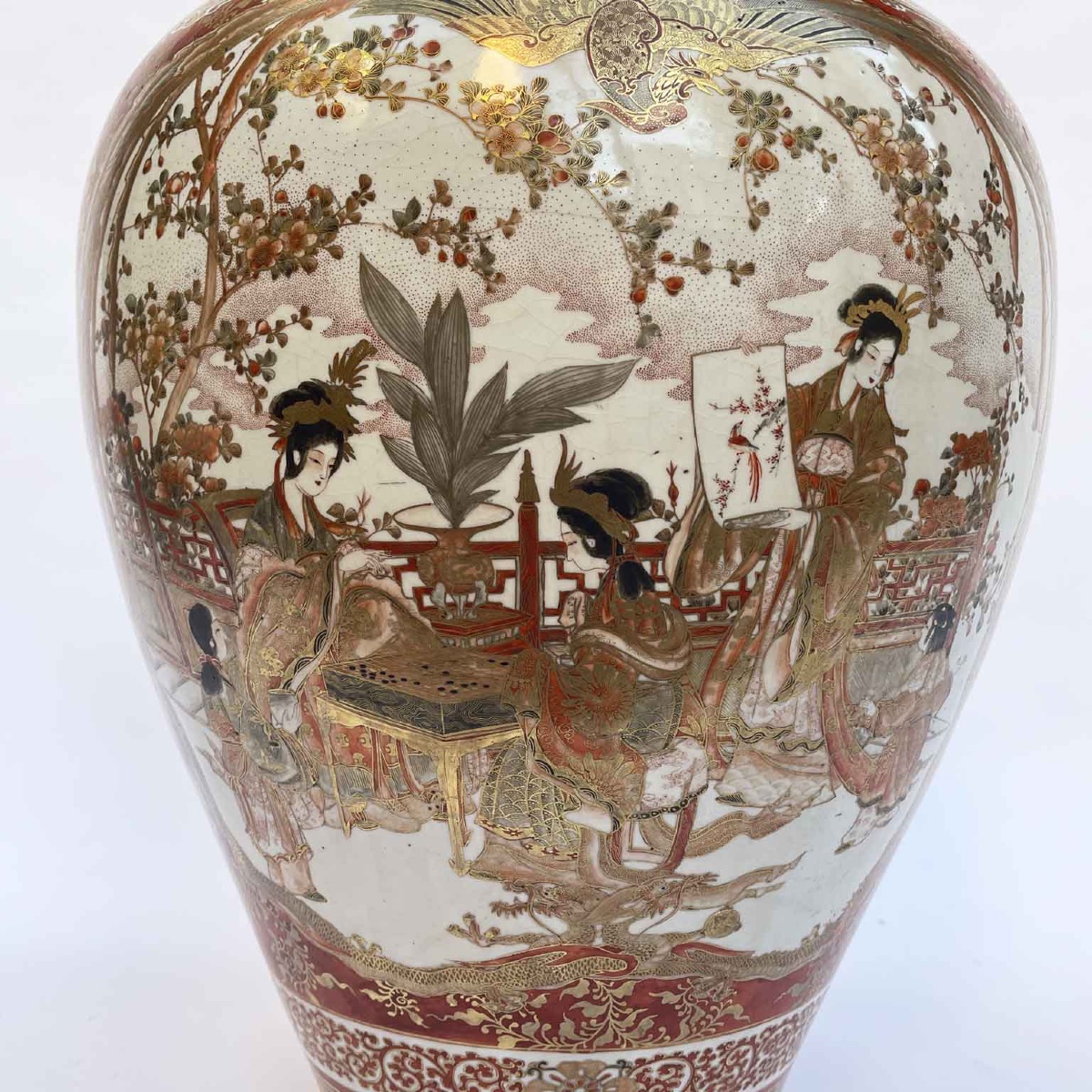 Grande Vaso In Porcellana Kutani Periodo Meiji Fine 1800-photo-1