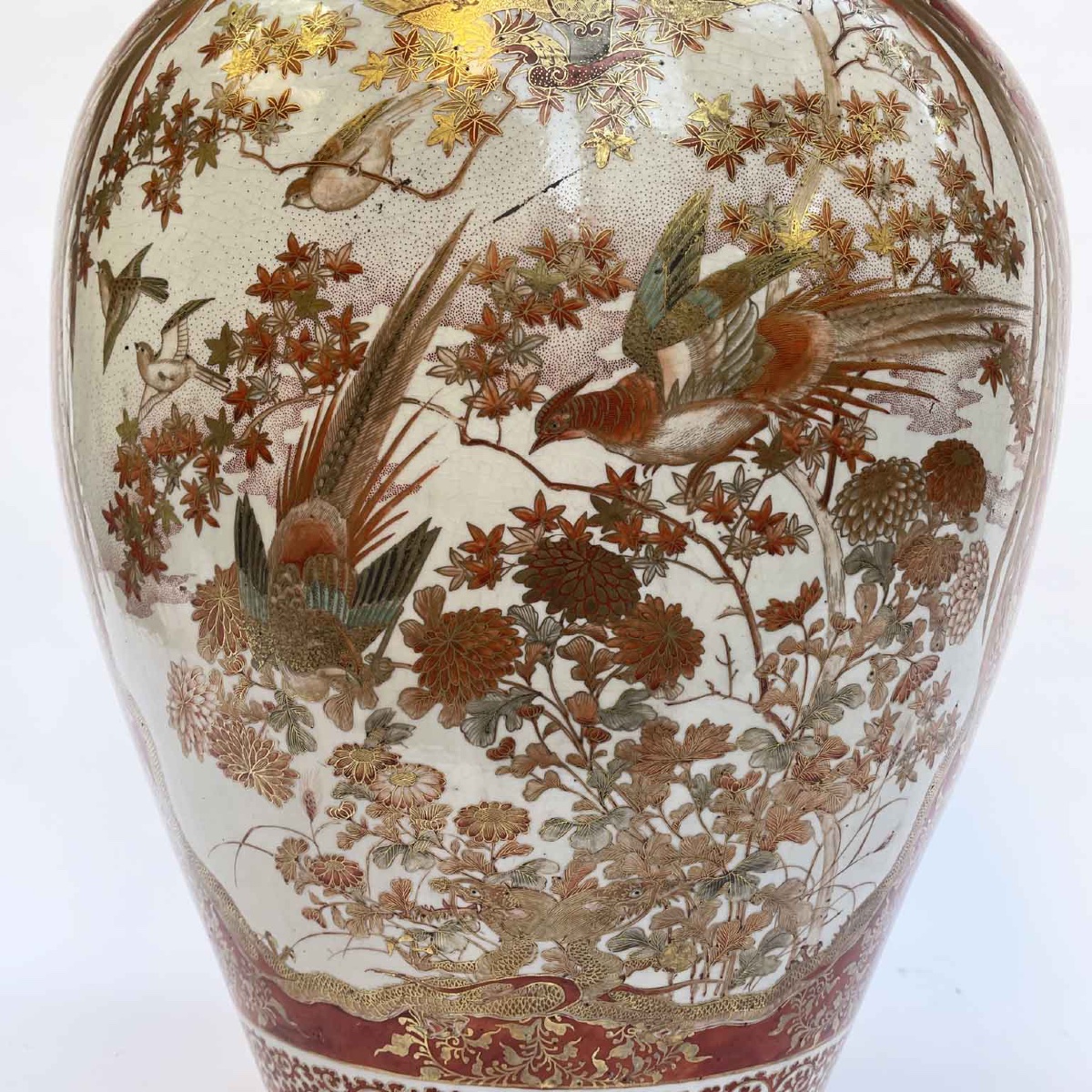 Grande Vaso In Porcellana Kutani Periodo Meiji Fine 1800-photo-3