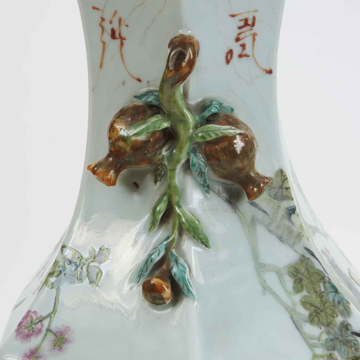 Coppia Vasi Cinesi Esagonali Dinastia Qing XIX Secolo-photo-2