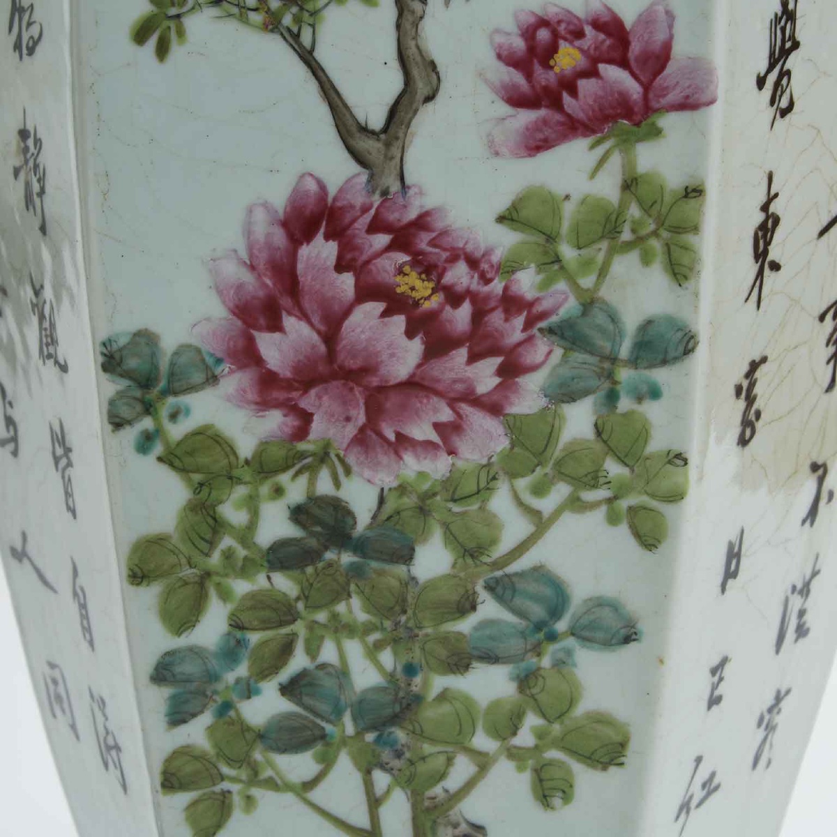 Coppia Vasi Cinesi Esagonali Dinastia Qing XIX Secolo-photo-4