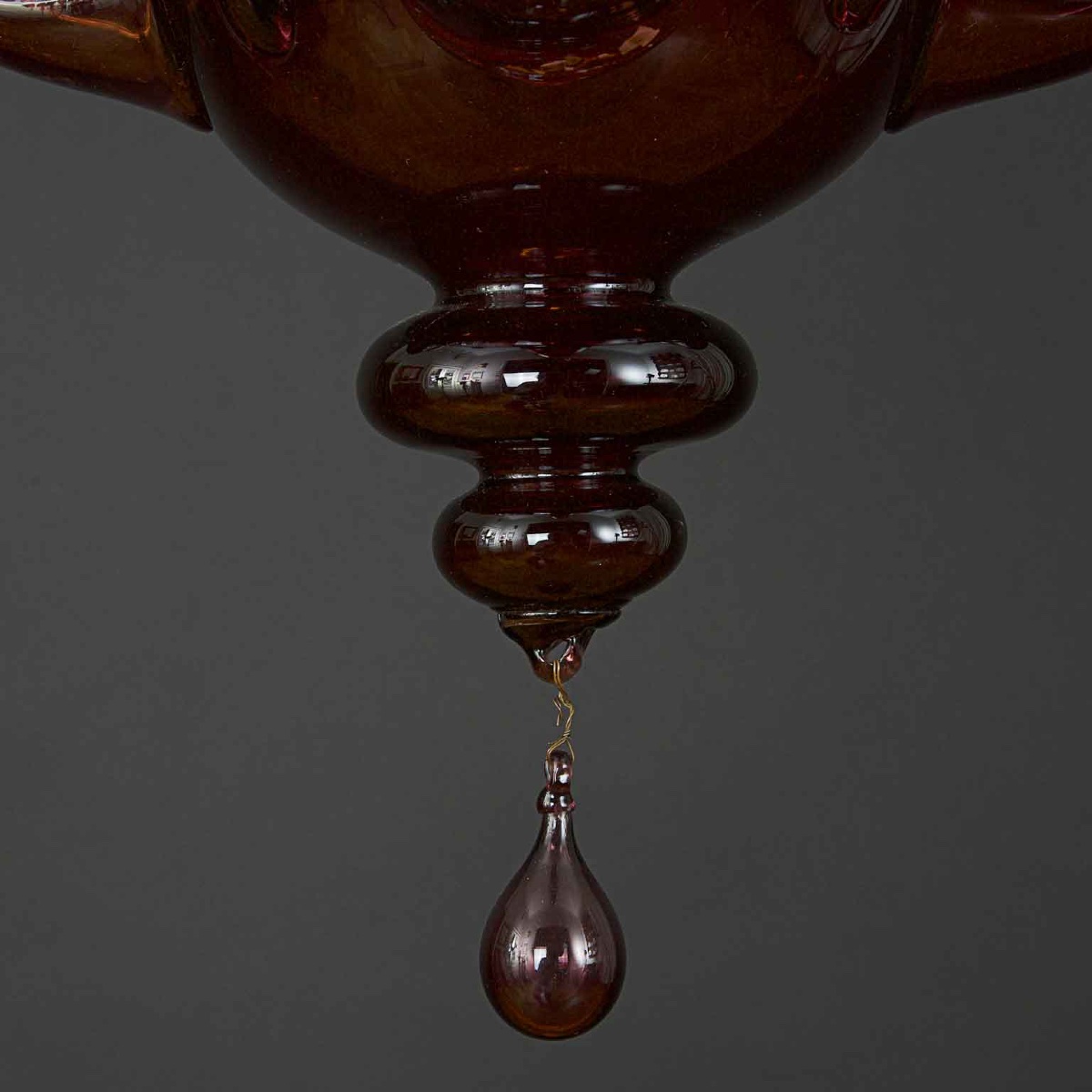 Lampadario Veneziano In Vetro Soffiato Color Ametista Primi 1900-photo-4