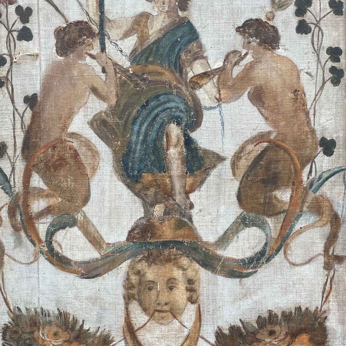 Coppia Di Pannelli Italiani Dipinti Con Grottesche Fine 1800-photo-5