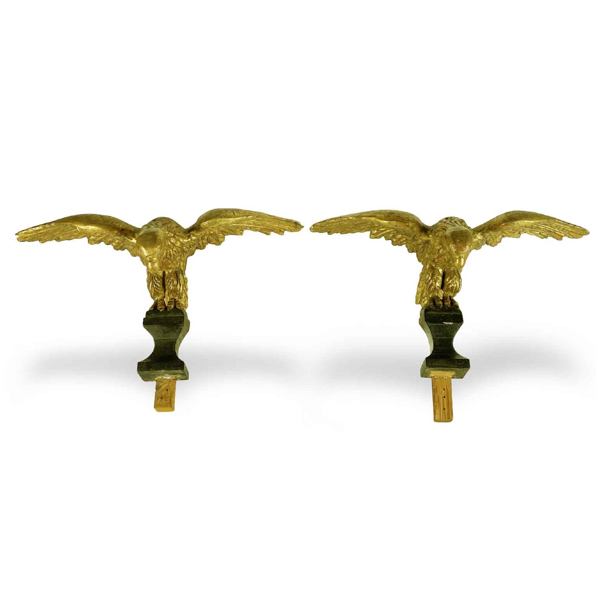 Coppia Di Aquile In Legno Intagliato E Dorato Sculture Italiane Metà 1800-photo-2