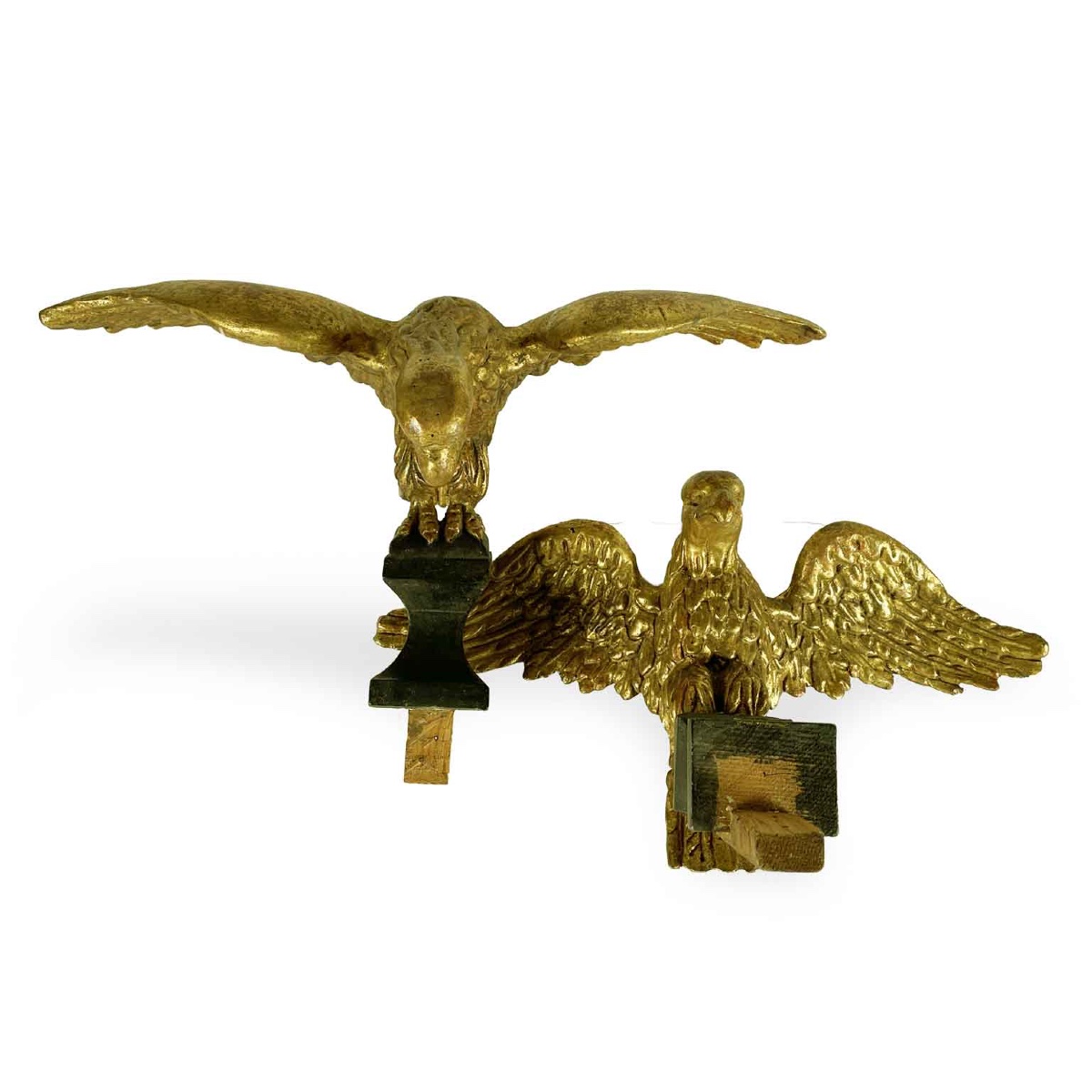 Coppia Di Aquile In Legno Intagliato E Dorato Sculture Italiane Metà 1800-photo-3