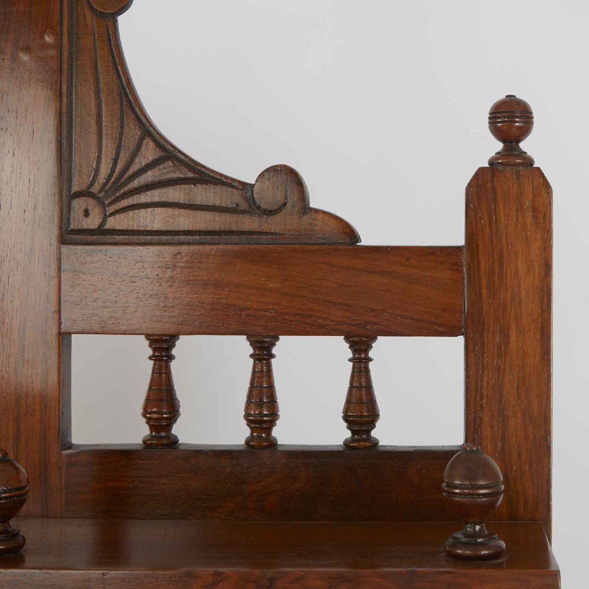 Credenza Inglese con Specchio di inizio 1900 in Teak-photo-3