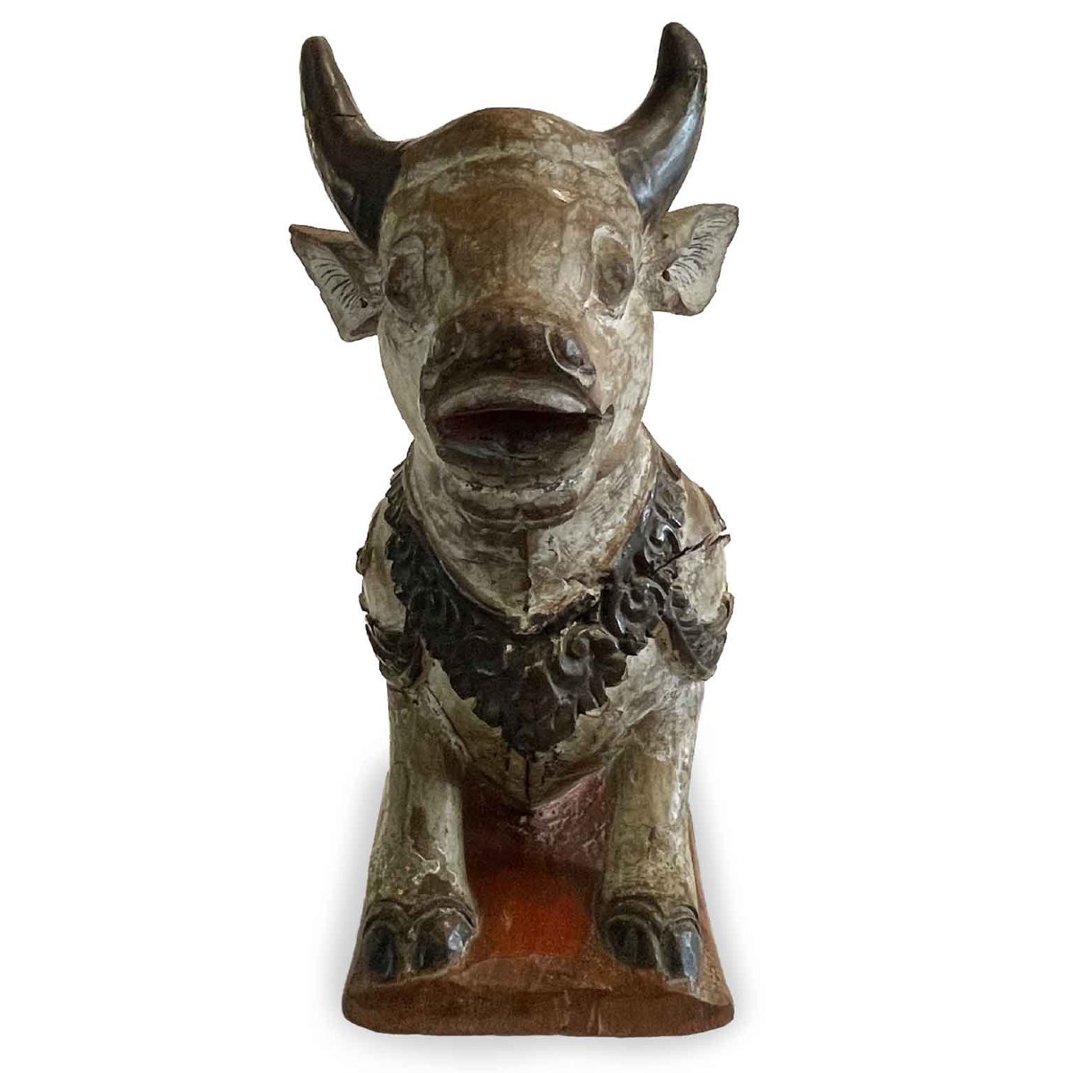 Mucca Nandi In Legno Scolpito E Laccato-photo-2