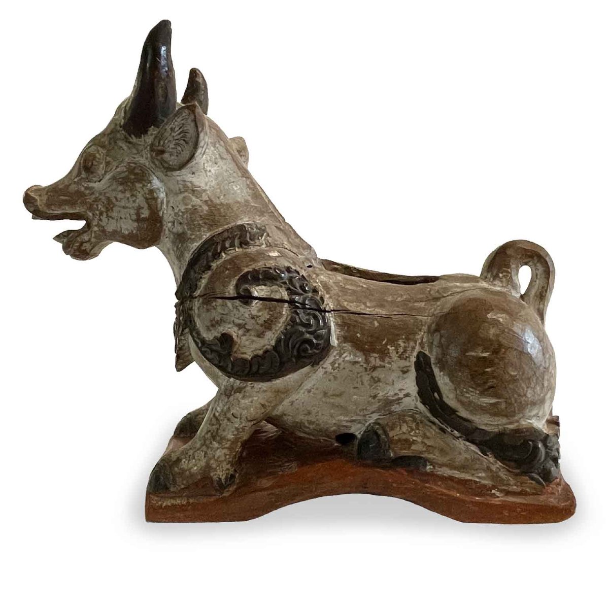 Mucca Nandi In Legno Scolpito E Laccato-photo-4