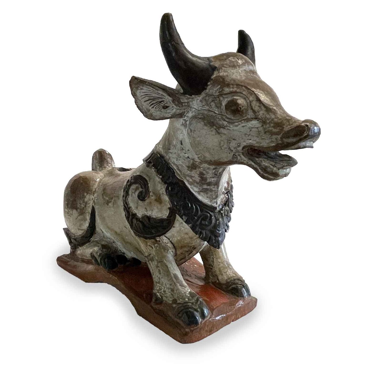 Mucca Nandi In Legno Scolpito E Laccato-photo-4