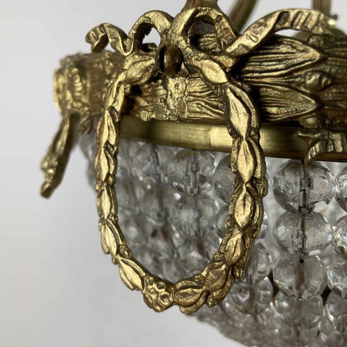Lampadario Francese Da Ingresso In Bronzo E Cristallo Primi 1900 -photo-3