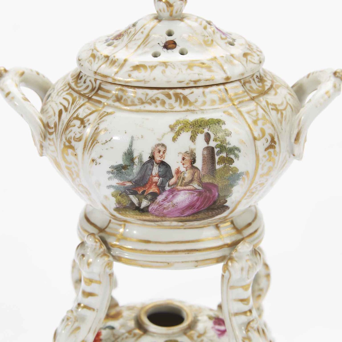 Coppia di Antichi Bruciaprofumi Porcellana Tedesca 1800-photo-3
