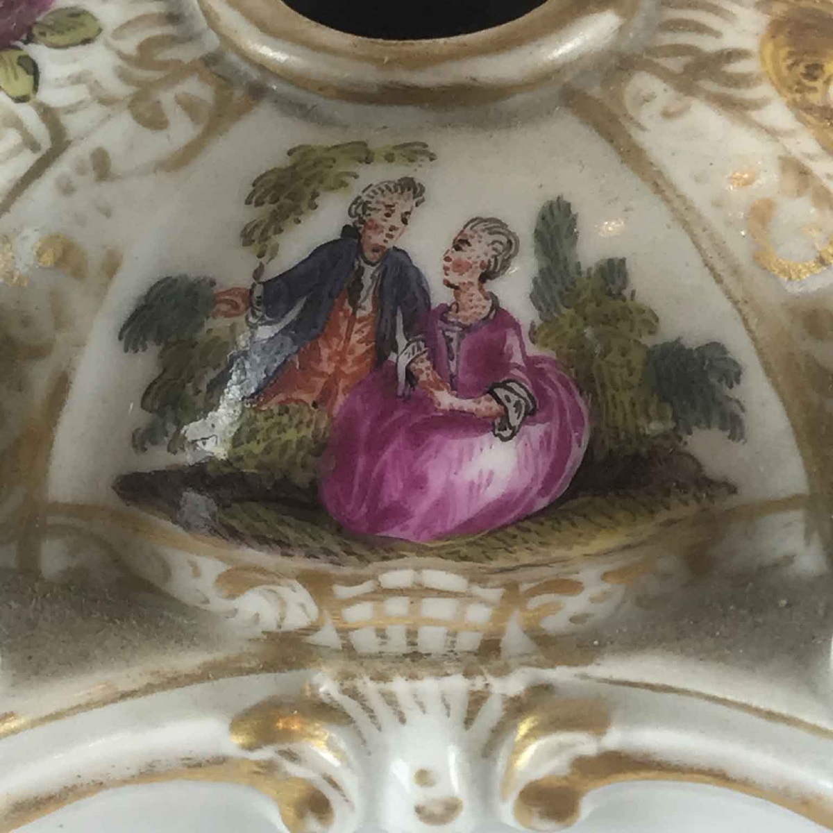 Coppia di Antichi Bruciaprofumi Porcellana Tedesca 1800-photo-1
