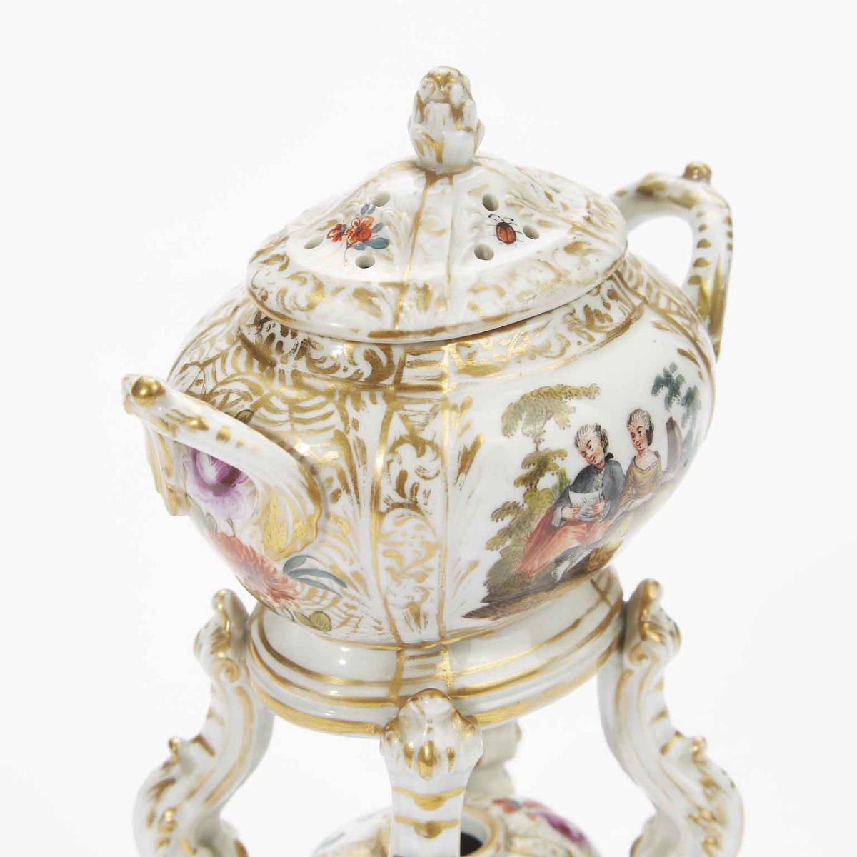 Coppia di Antichi Bruciaprofumi Porcellana Tedesca 1800-photo-2