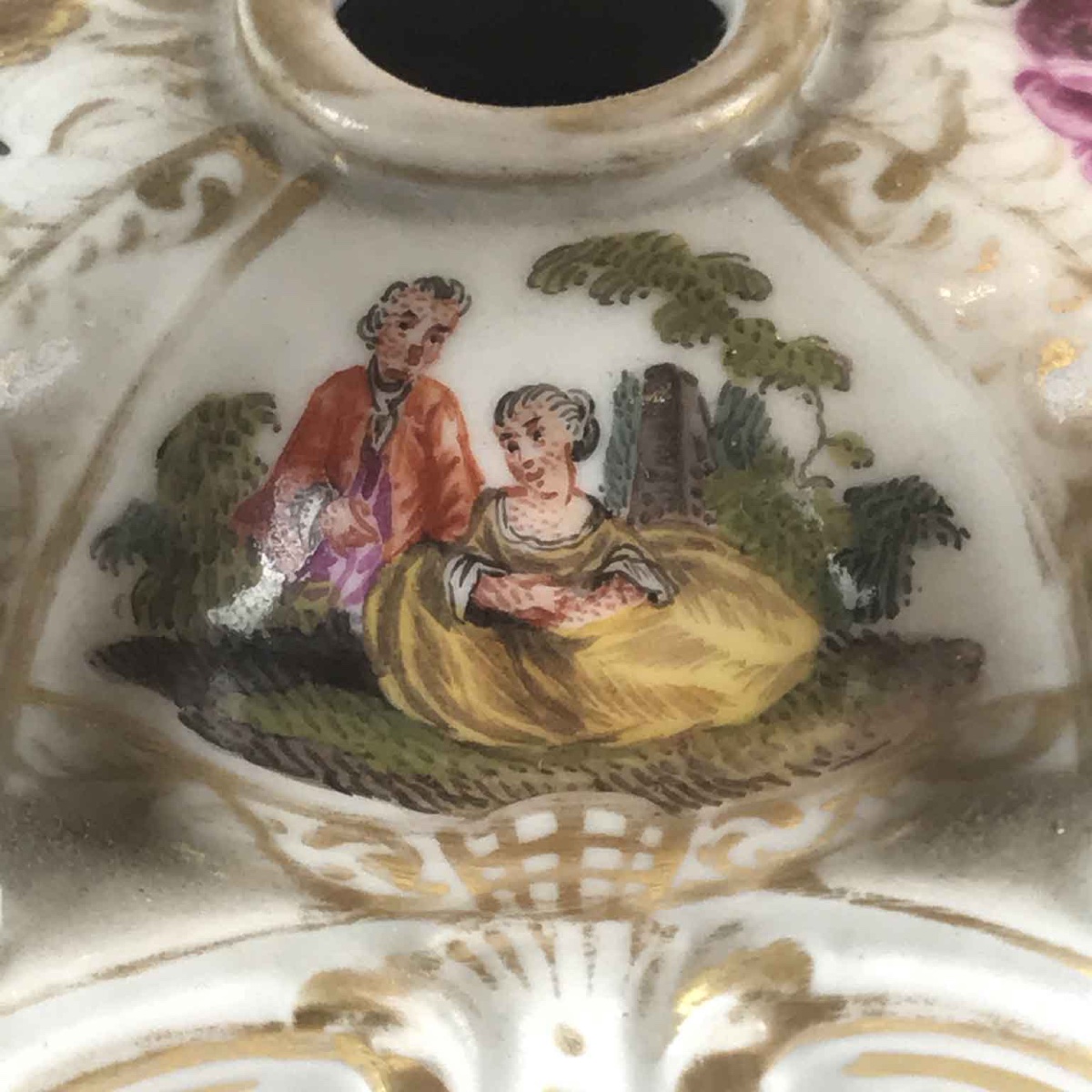 Coppia di Antichi Bruciaprofumi Porcellana Tedesca 1800-photo-5
