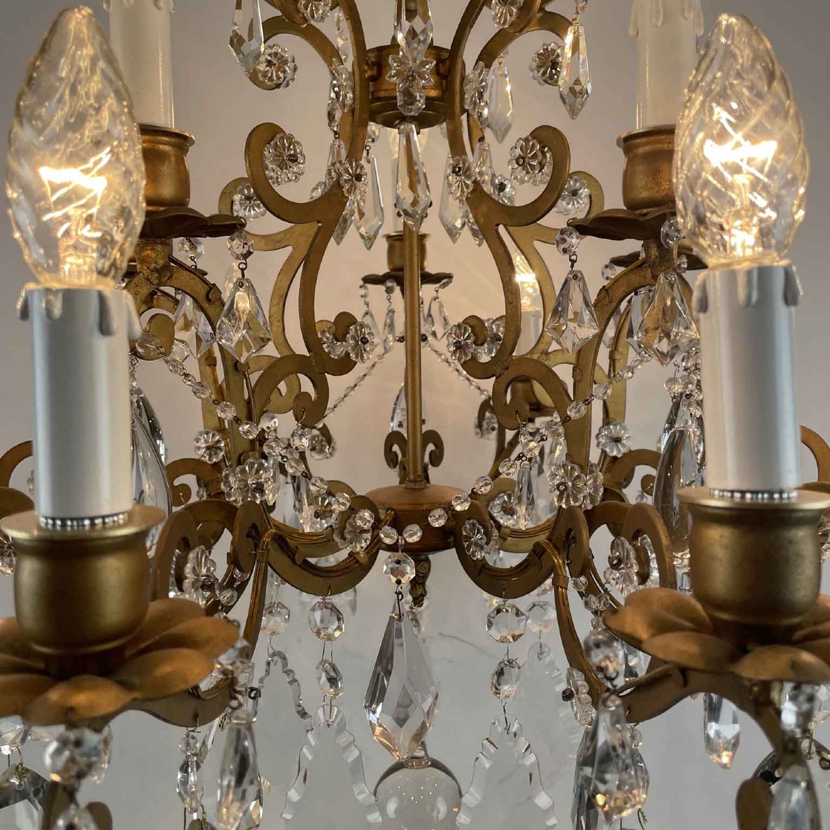 Lampadario In Ferro Dorato E Cristalli 15 luci Su Due Altezze Stile Maria Teresa-photo-7
