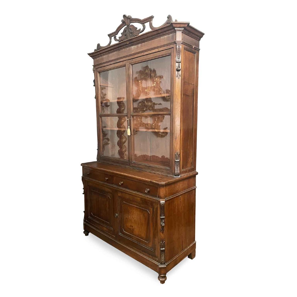 Credenza In Noce A Due Ante Con Alzata 1800-photo-2