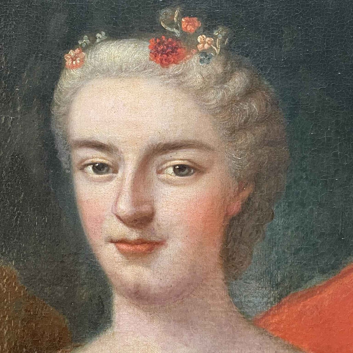 Ritratto di Dama in Abito Blu Scuola Francese XVIII Secolo-photo-2