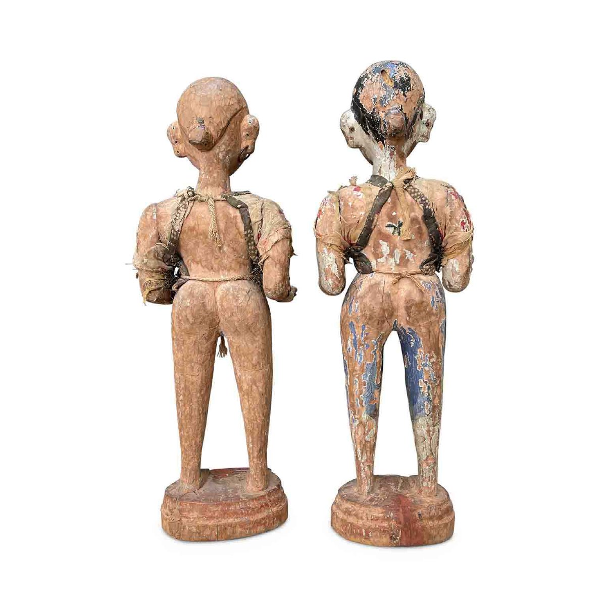 Coppia Di Sculture In Legno Indonesiane Fine 1700-photo-3