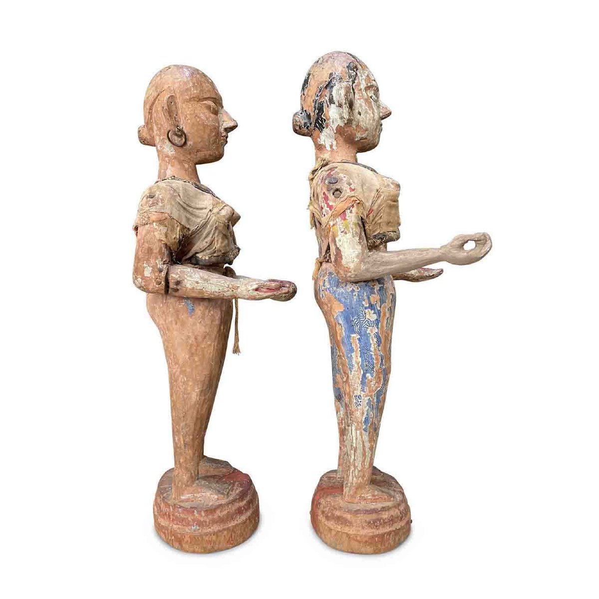 Coppia Di Sculture In Legno Indonesiane Fine 1700-photo-4