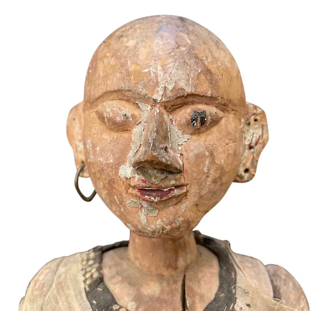 Coppia Di Sculture In Legno Indonesiane Fine 1700-photo-2