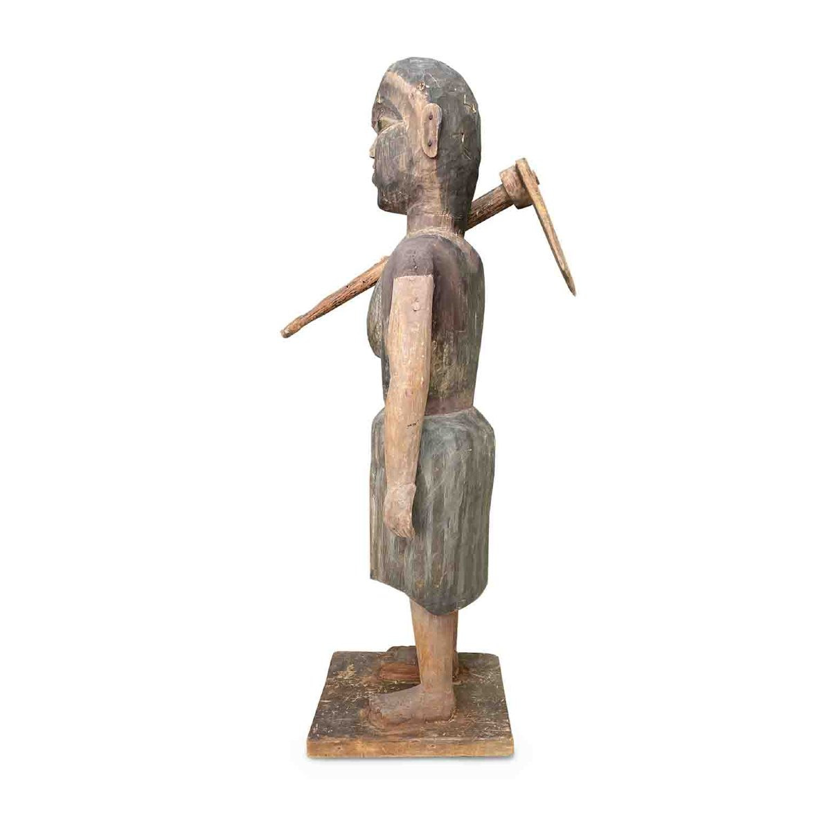 Scultura Di Donna Con Zappa Birmania fine 1800-photo-2