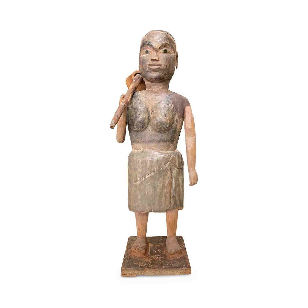 Scultura Di Donna Con Zappa Birmania fine 1800