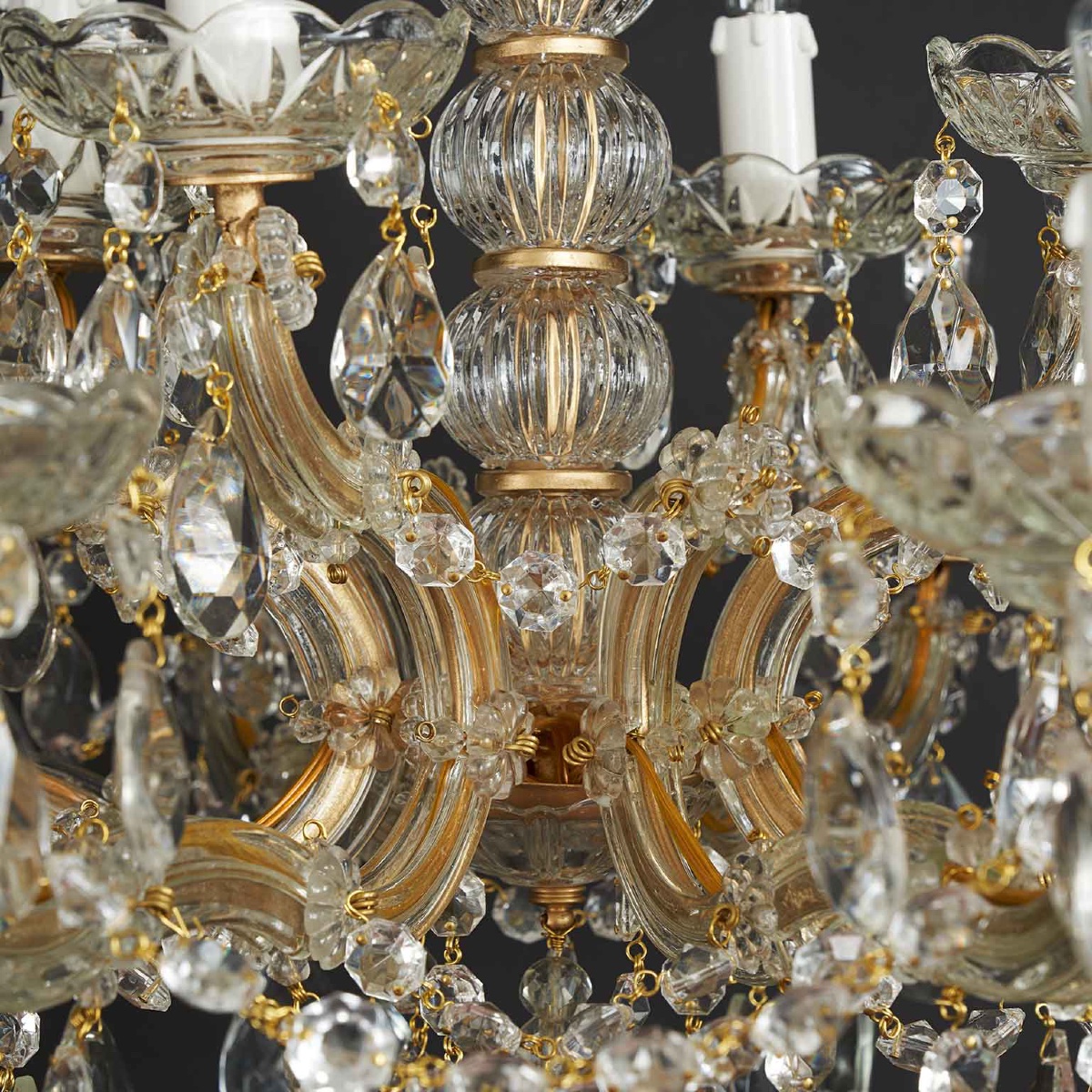 Coppia Di Lampadari Italiani Maria Teresa in Cristallo A Dodici Luci 1950-photo-1