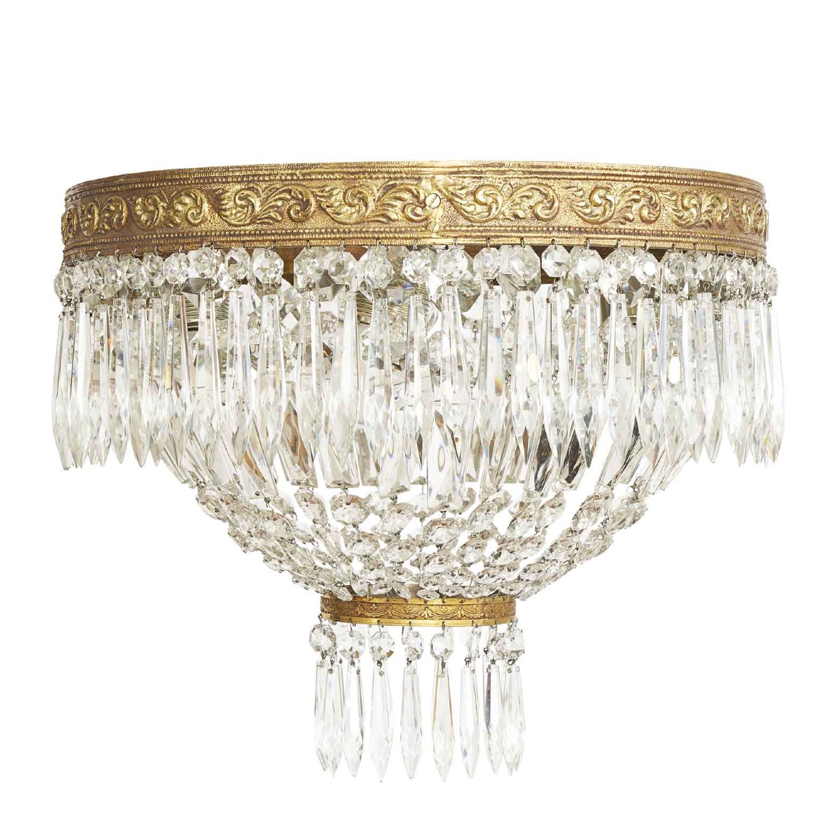 Plafoniera in Bronzo e Cristallo a Quattro Luci Italia 1960 circa-photo-3