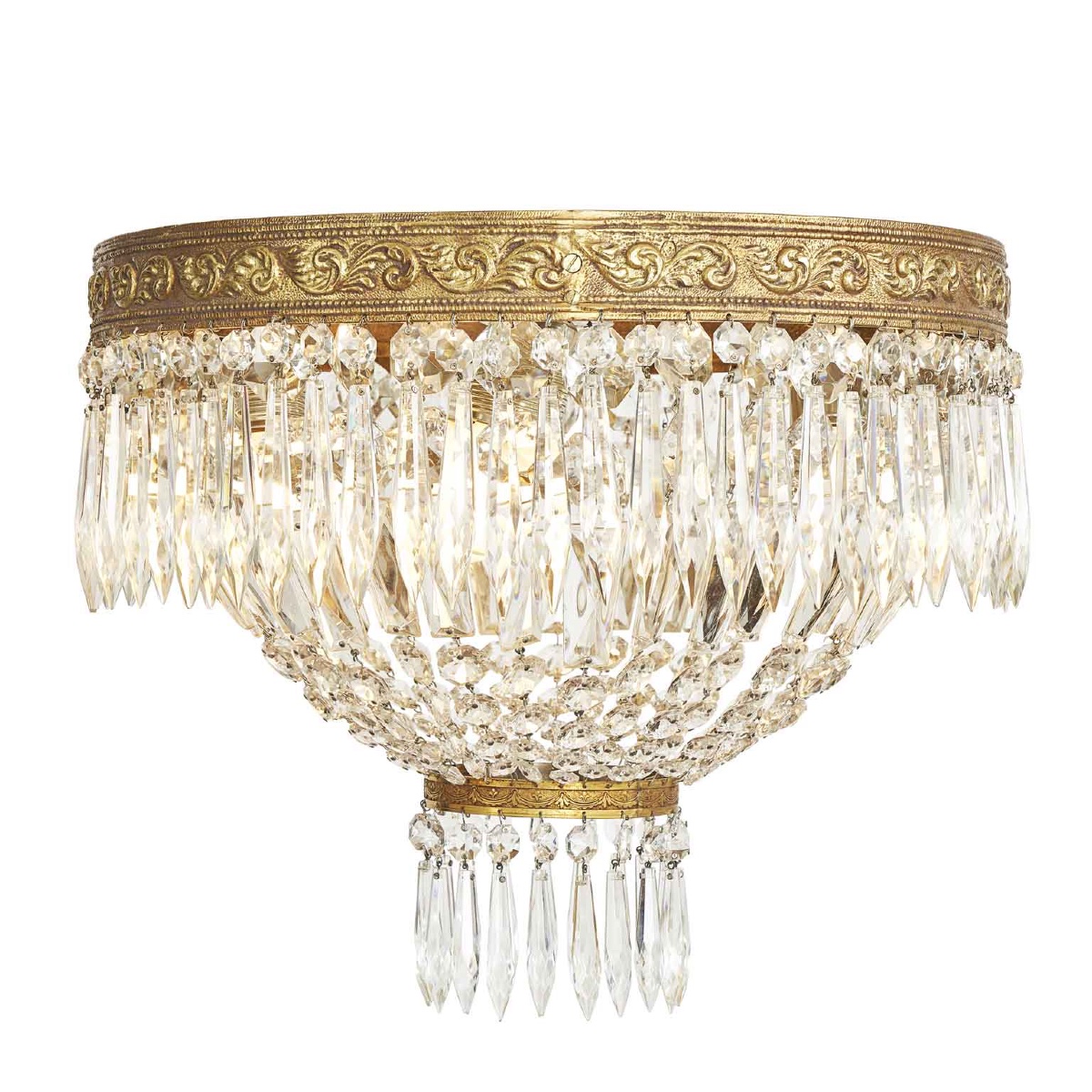 Plafoniera in Bronzo e Cristallo a Quattro Luci Italia 1960 circa-photo-4