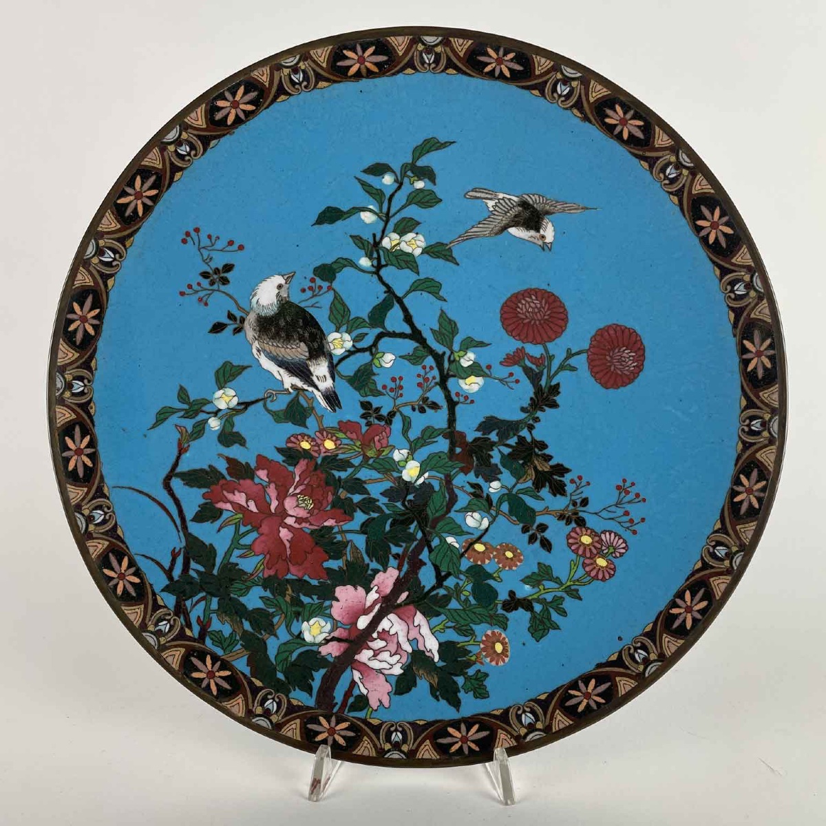 Coppia Di Piatti Cloisonne Giapponesi Periodo Meiji 1868-1912-photo-2