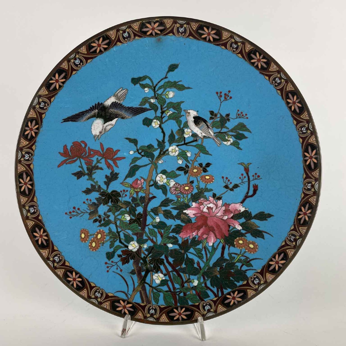 Coppia Di Piatti Cloisonne Giapponesi Periodo Meiji 1868-1912-photo-3