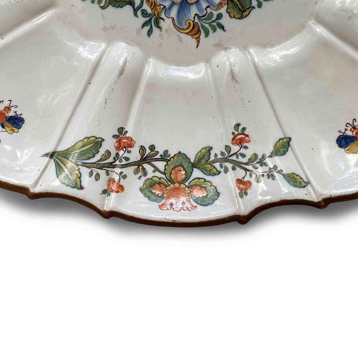 Grande Piatto In Maiolica Della Manifattura Antonibon Con Decoro Alla Frutta 1750 Circa-photo-4