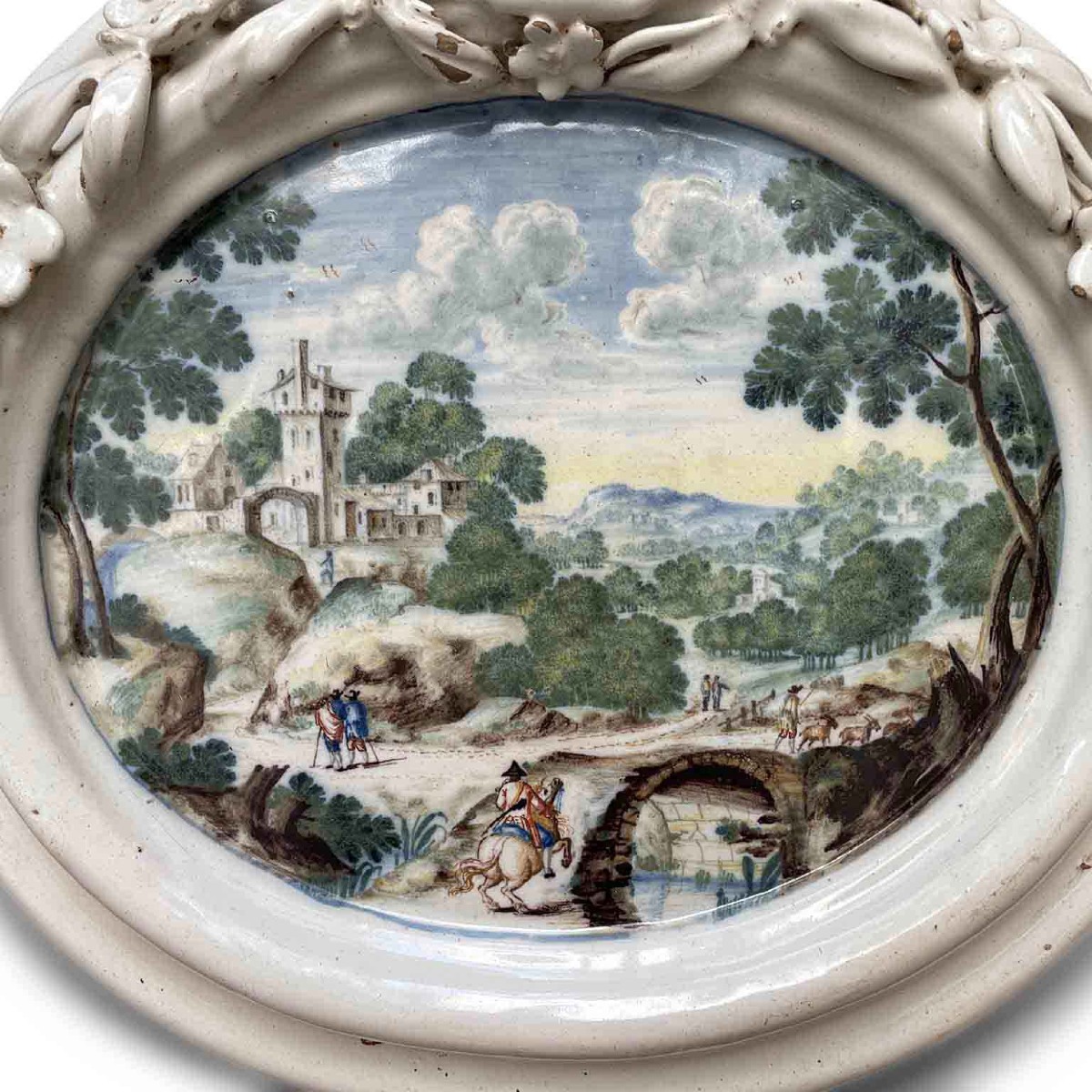 Ambrogetta In Maiolica Con Paesaggio 1750 Circa-photo-2