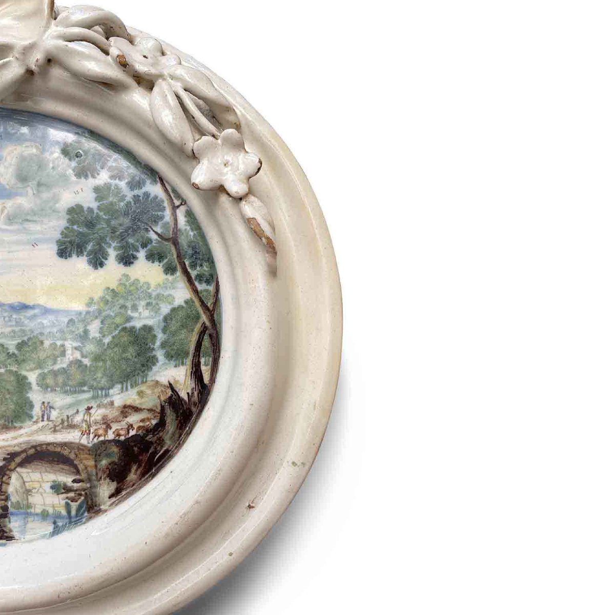 Ambrogetta In Maiolica Con Paesaggio 1750 Circa-photo-2