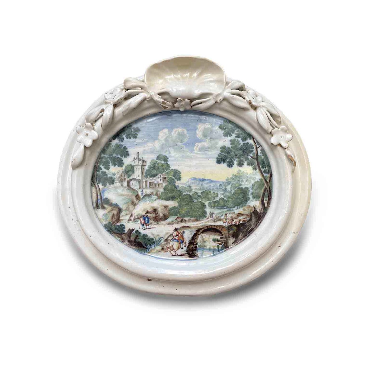 Ambrogetta In Maiolica Con Paesaggio 1750 Circa